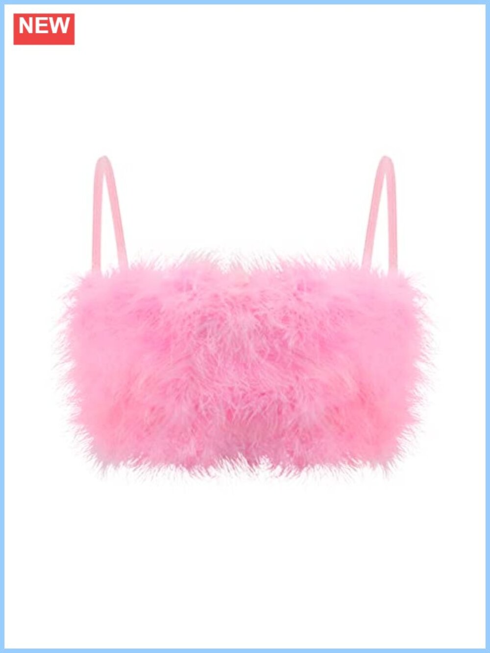 Faux Fur Crop Top Spaghetti Strap Backless Cami for Concert Club Party